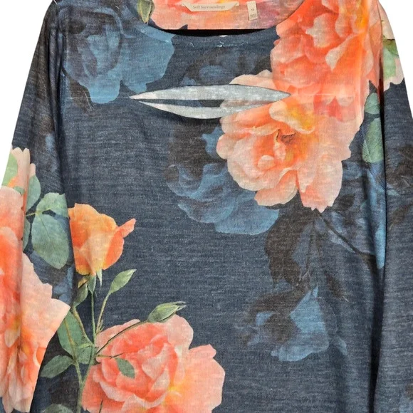 Soft Surroundings Tunic Womens 1X Evening Primrose Floral Keyhole Peekaboo - Picture 2 of 10